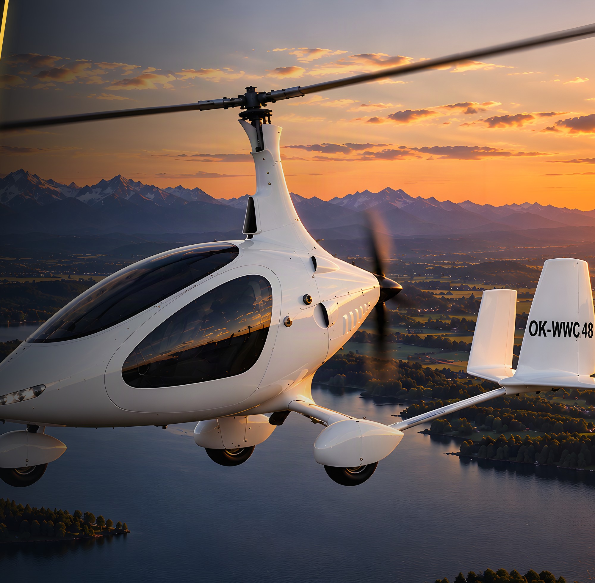 Lot wiatrakowcem AutoGyro Cavalon nad Doliną Karpia, loty widokowe Cyber Wings Solutions, Zator obok Energylandii
